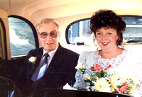 Karen Swanson’s wedding day in Nov 1990 with Father Paul